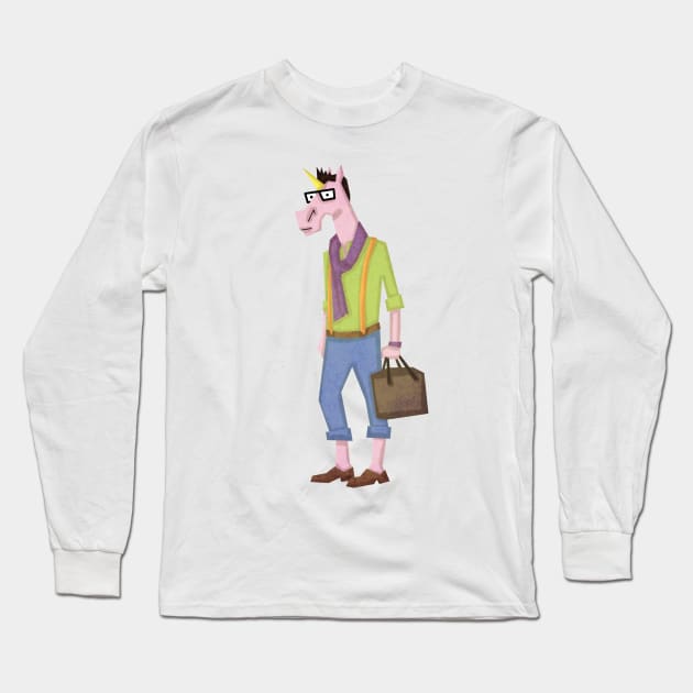 Hipster Unicorn Long Sleeve T-Shirt by Thatssounicorny